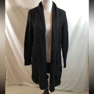 Gap Black Long Sleeve Open Front Long Sweater - Womens L, Length 34”